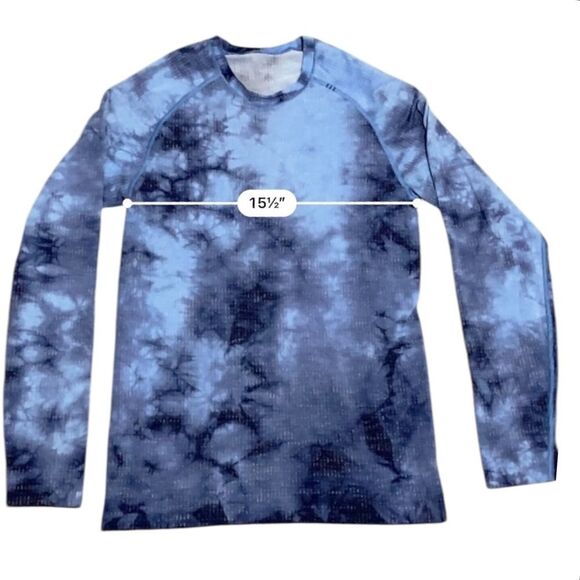 Lululemon Men’s Metal Vent Tech Long Sleeve Shirt Marble Dye Blue Nile XS - Picture 7 of 10